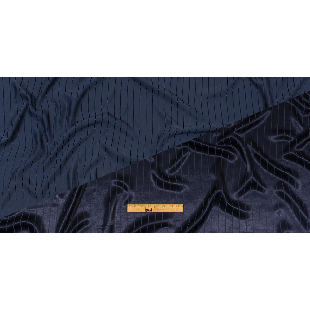 Balenciaga Italian Peacoat Tonal Satin Like Stripes Acetate and Viscose Jacquard Full
