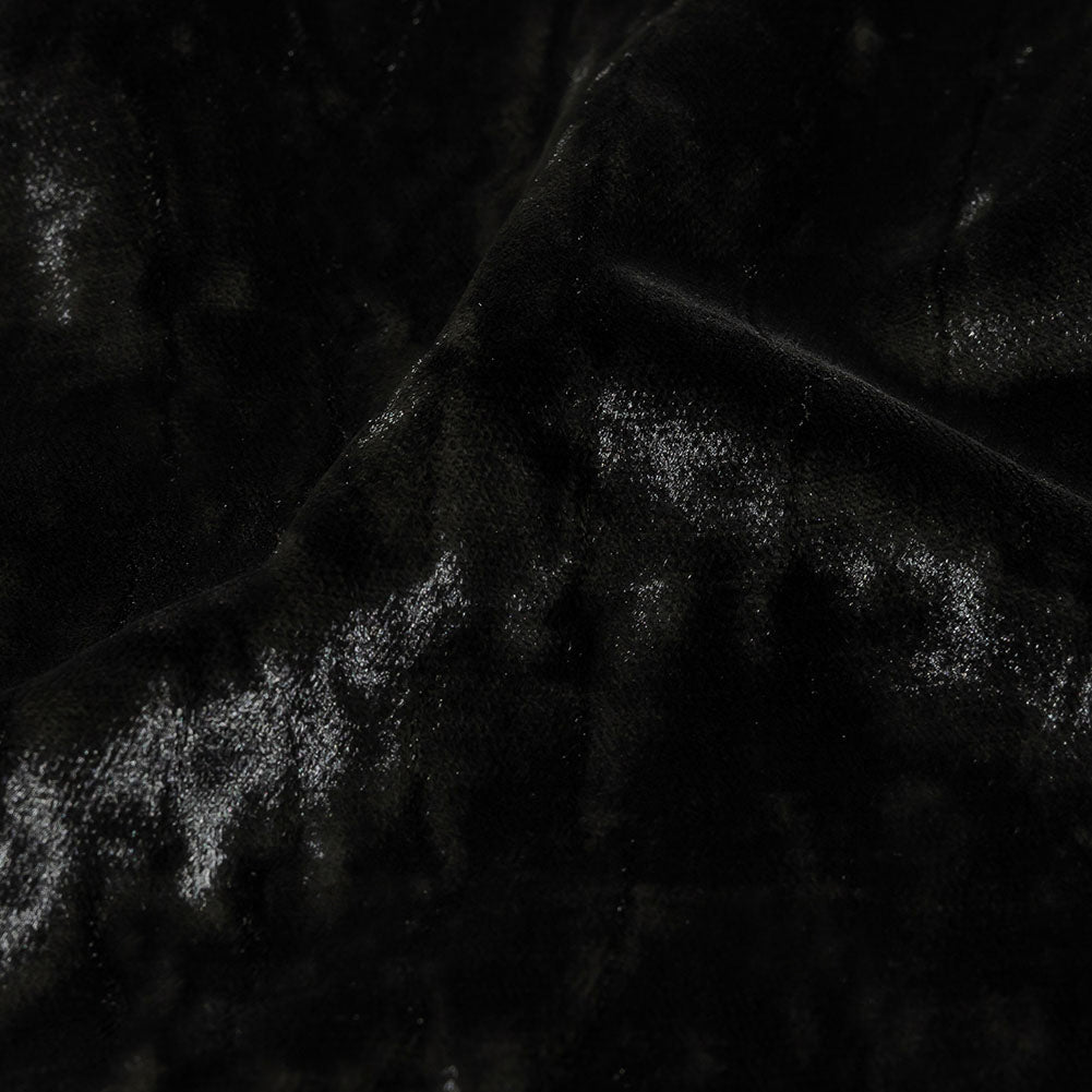 Balenciaga Italian Black Alligator Embossed Rayon and Polyester Crushed Velvet Detail
