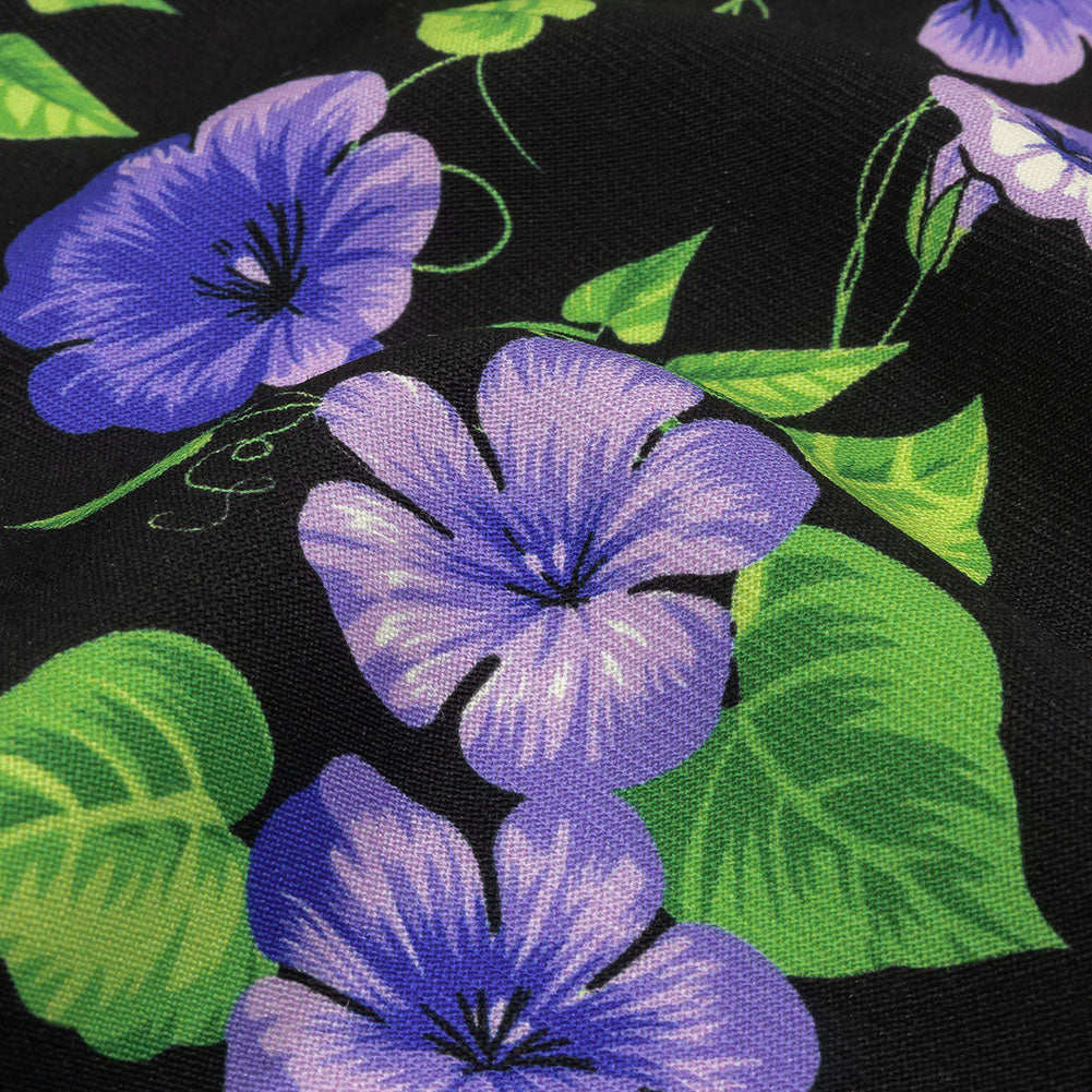Balenciaga Italian Purple, Vibrant Green and Black Violets Virgin Wool Twill Folded