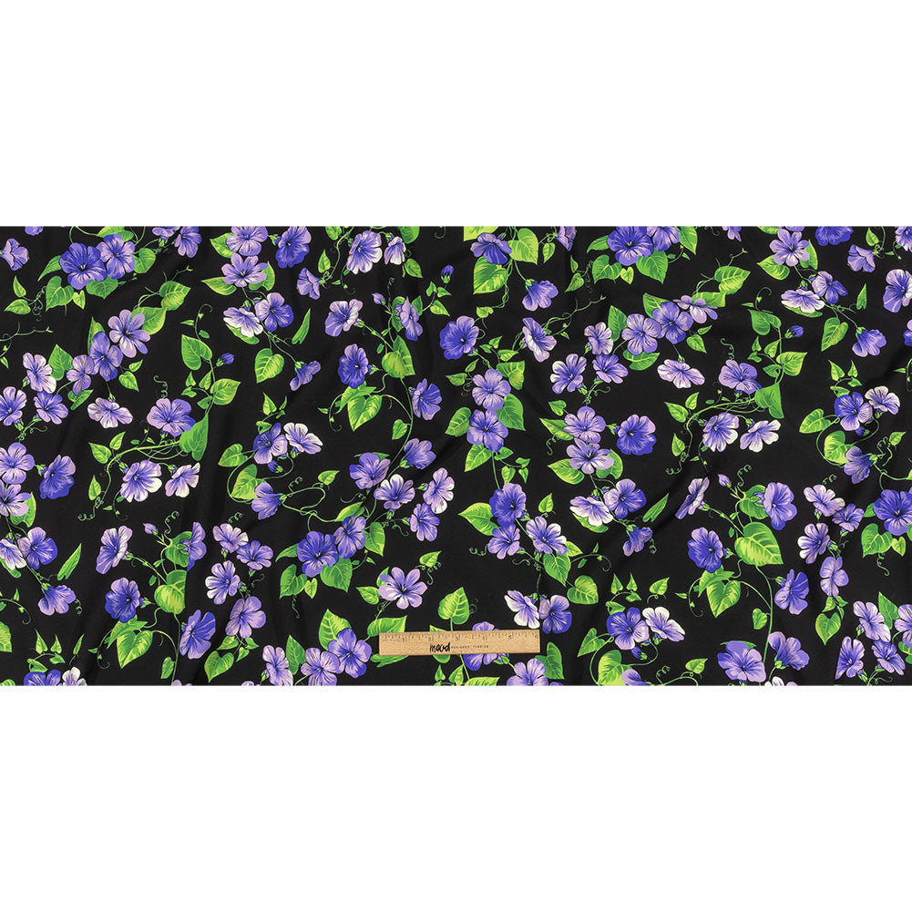 Balenciaga Italian Purple, Vibrant Green and Black Violets Virgin Wool Twill Drape
