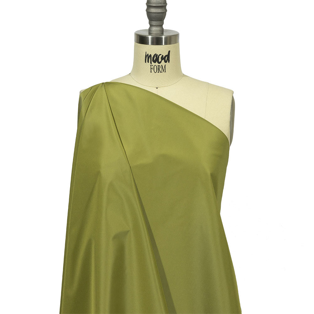 Balenciaga Italian Pea Green Polyester and Viscose Micro Faille Drape