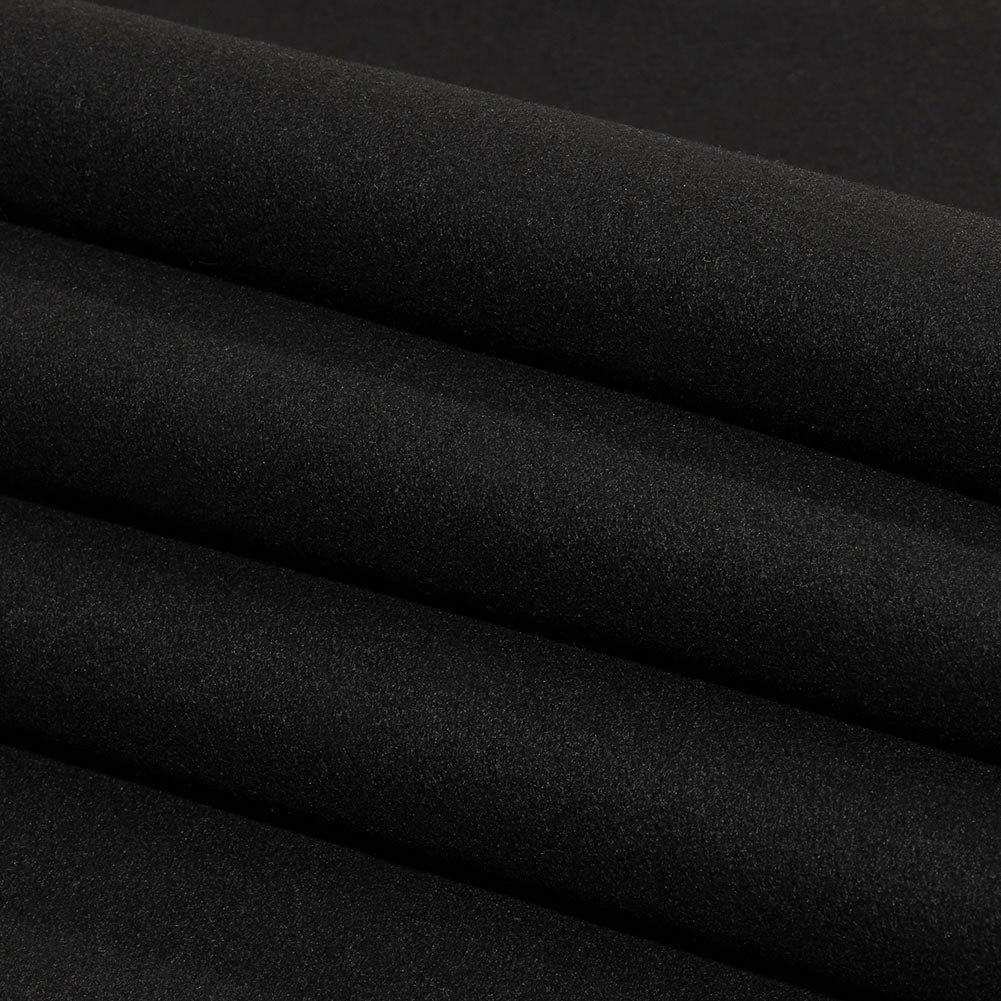 Balenciaga Italian Black Cashmere Double Cloth Twill Coating Folded