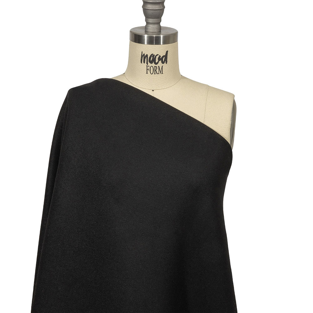 Balenciaga Italian Black Cashmere Double Cloth Twill Coating Drape