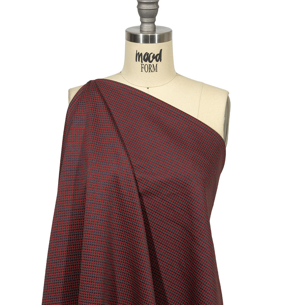 Balenciaga Italian Red, Navy and Brown Checked Stretch Nylon and Viscose Jacquard Knit Drape
