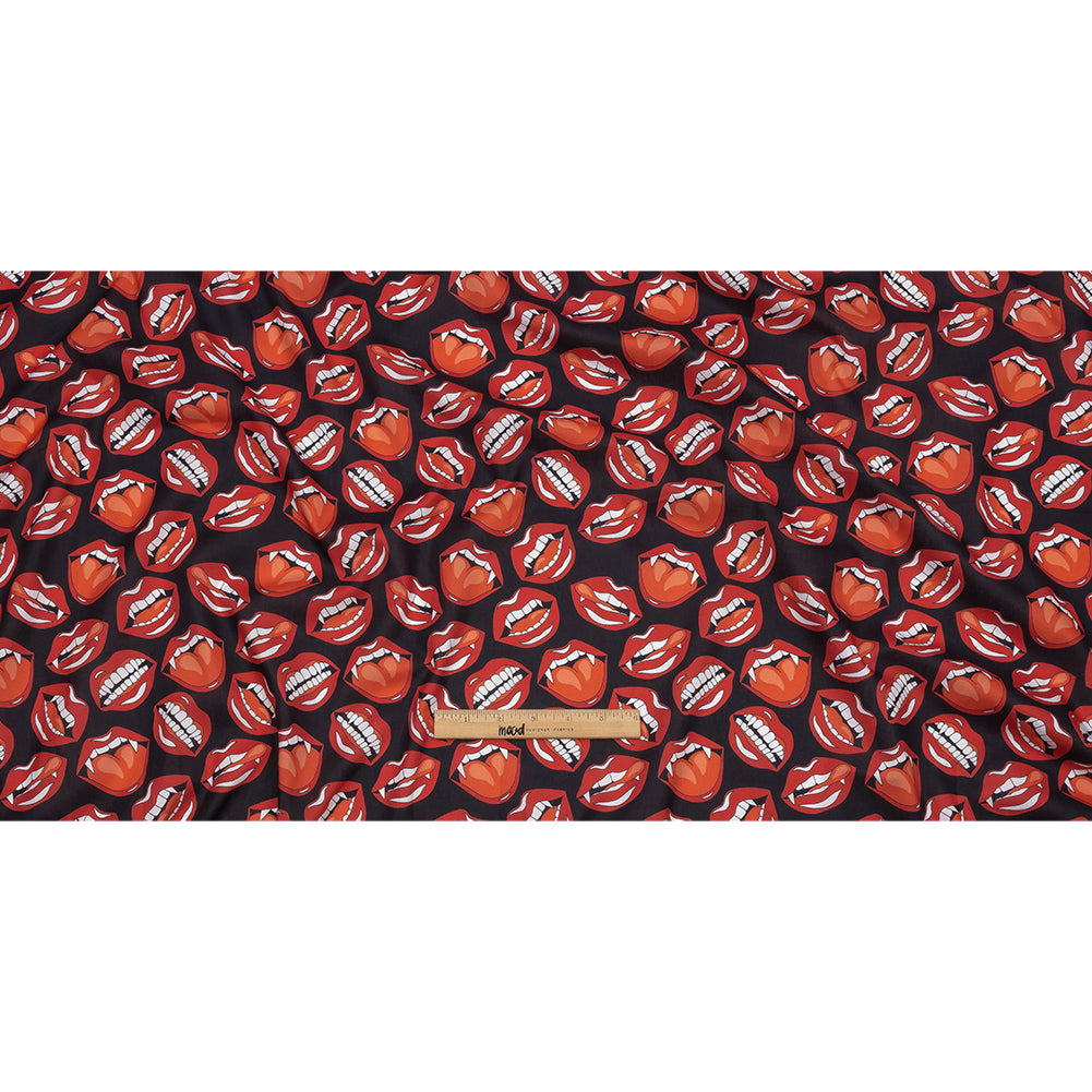 Mercerized Organic Egyptian Cotton Voile - Red and Black Vampire Lips - Toulouse Collection - Full
