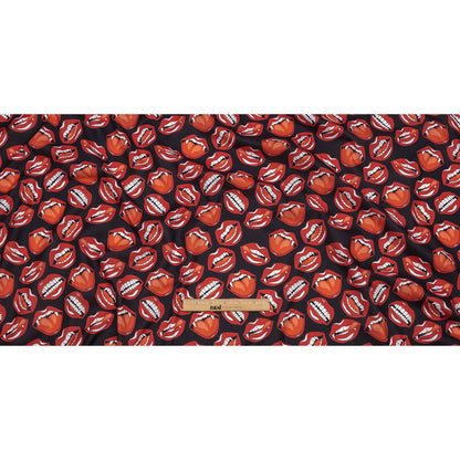 Mercerized Organic Egyptian Cotton Voile - Red and Black Vampire Lips - Toulouse Collection