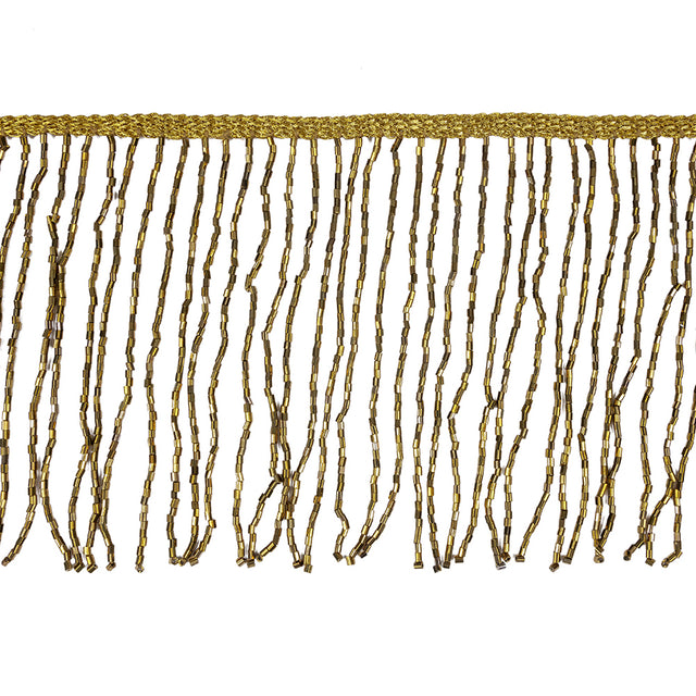 Dark Gold Beaded Fringe on Braided Lip - 5"