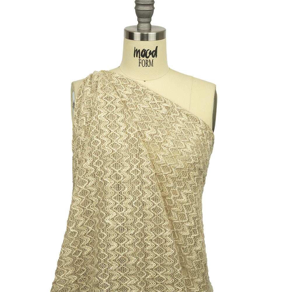 Famous Designer Natural Zig Zags and Diamonds Linen and Cotton Novelty Woven Drape