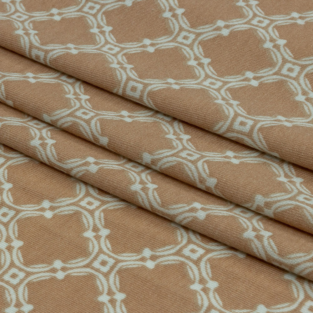 Beige and Pale Mint Decorative Lattice Polyester and Rayon Jersey Folded