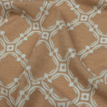 Beige and Pale Mint Decorative Lattice Polyester and Rayon Jersey Detail