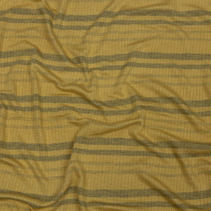 Ochre and Charcoal Striped Stretch Rayon Rib Knit
