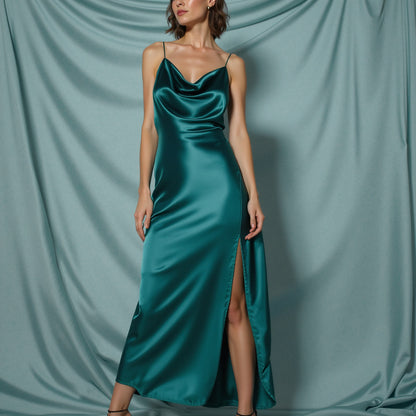 Sustainable Viscose Fluid Satin - Teal - Mood Exclusive Elliana Collection