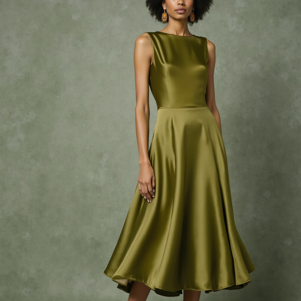 Sustainable Viscose Fluid Satin - Kiwi Green - Mood Exclusive Elliana Collection - Editorial