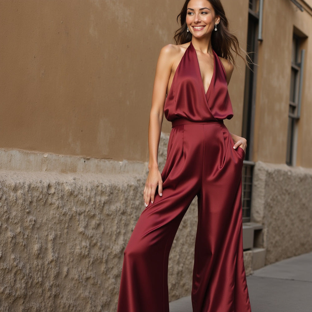 Sustainable Viscose Fluid Satin - Wine - Mood Exclusive Elliana Collection - Editorial