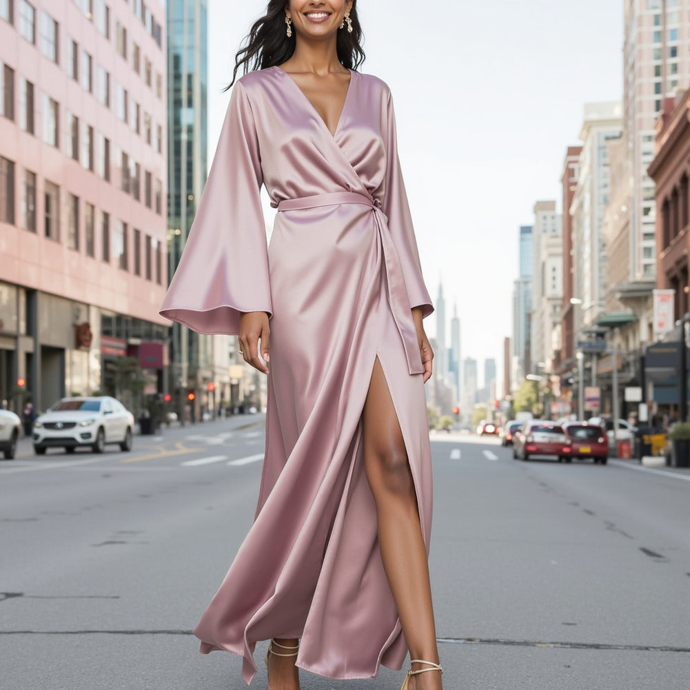 Sustainable Viscose Fluid Satin - Mauve - Mood Exclusive Elliana Collection - Editorial