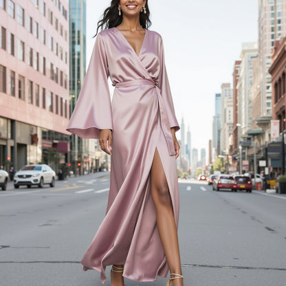 Sustainable Viscose Fluid Satin - Mauve - Mood Exclusive Elliana Collection