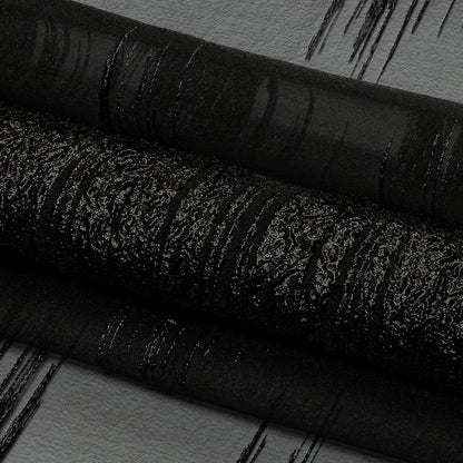 Metallic Black Sleek Streaks Luxury Burnout Brocade