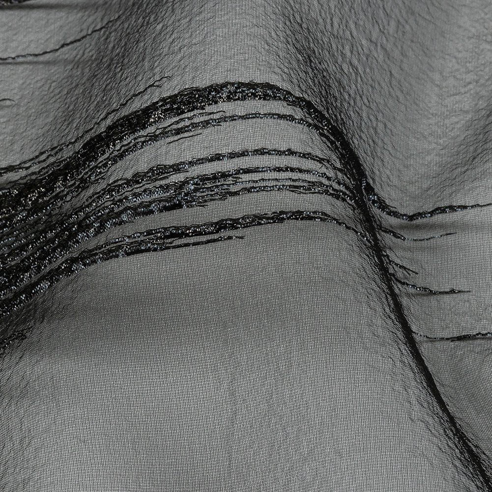 Metallic Black Sleek Streaks Luxury Burnout Brocade - Detail