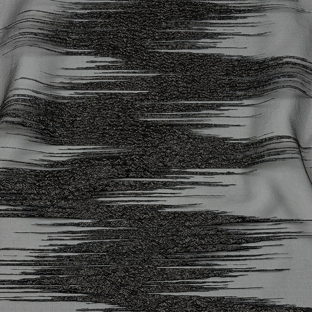 Metallic Black Sleek Streaks Luxury Burnout Brocade