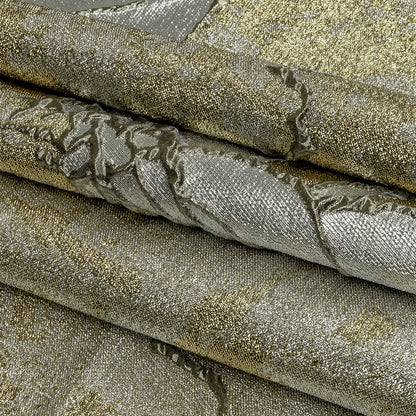 Metallic Silver and Gold Mottled Floral Luxury Brocade