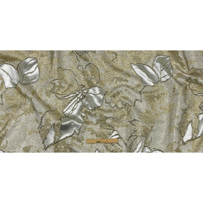 Metallic Silver and Gold Mottled Floral Luxury Brocade