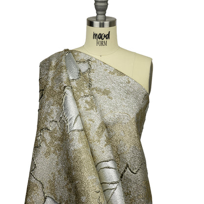 Metallic Silver and Gold Mottled Floral Luxury Brocade