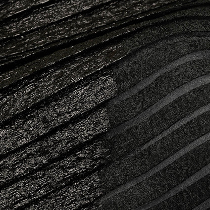 Metallic Black Diagonal Waves Pleated Luxury Burnout Brocade