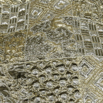 Metallic Silver Plate and GoldFinch Patchwork Luxury Brocade