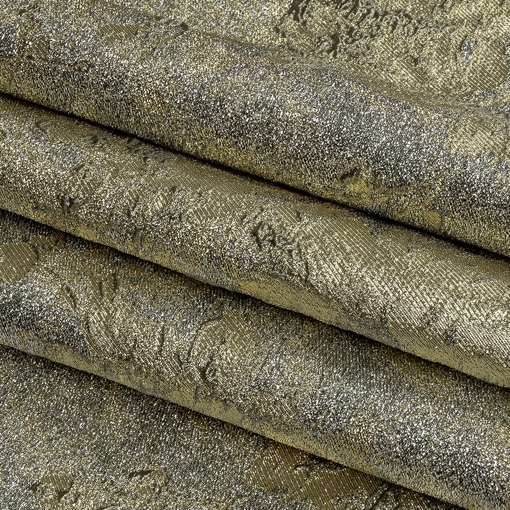 Metallic Ice Palace and Gold Crackled Floral Luxury Brocade - Folded