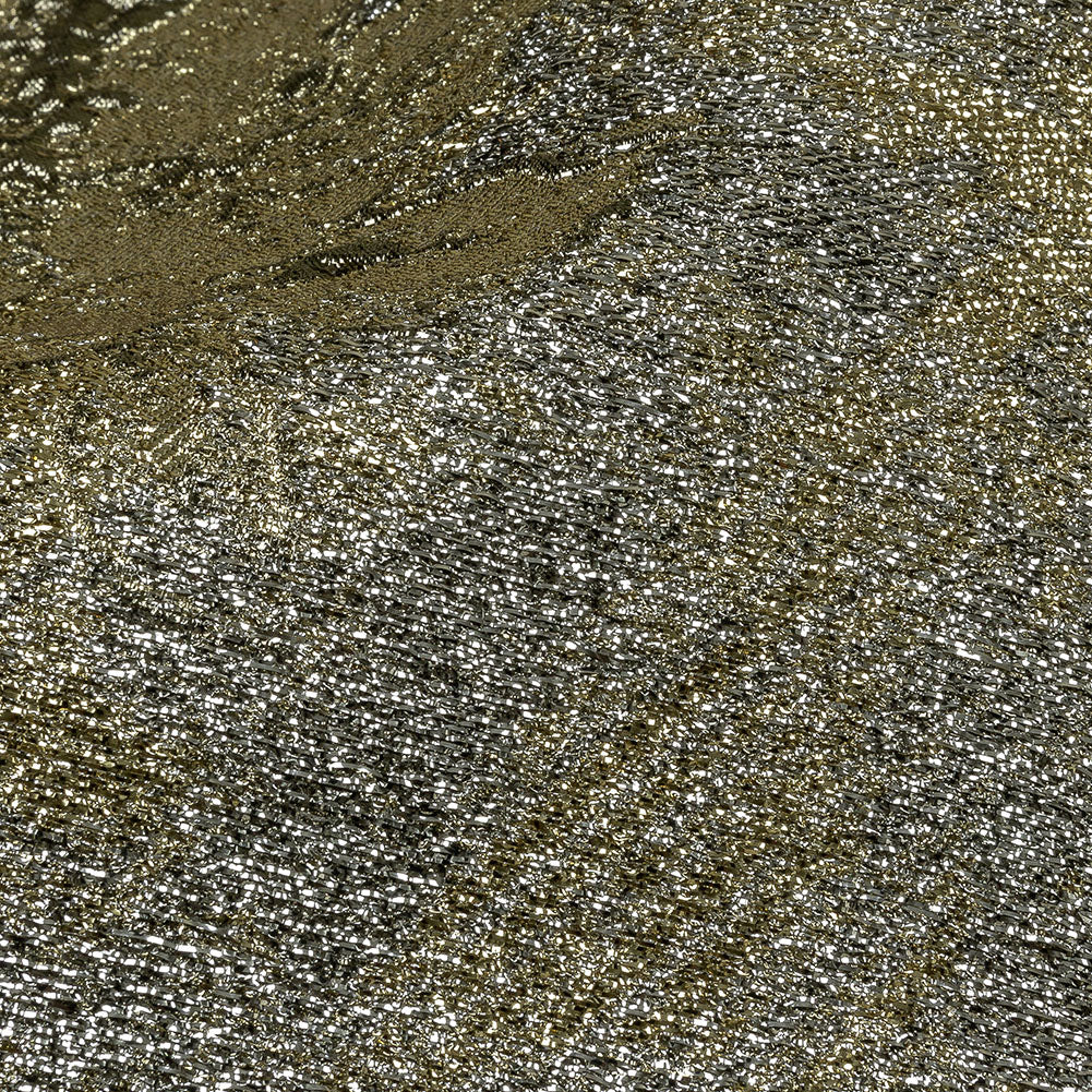 Metallic Ice Palace and Gold Crackled Floral Luxury Brocade - Detail