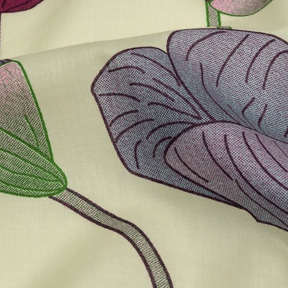 Fuchsia, Baby Blue and Pale Yellow Big Poppies Cotton Lawn