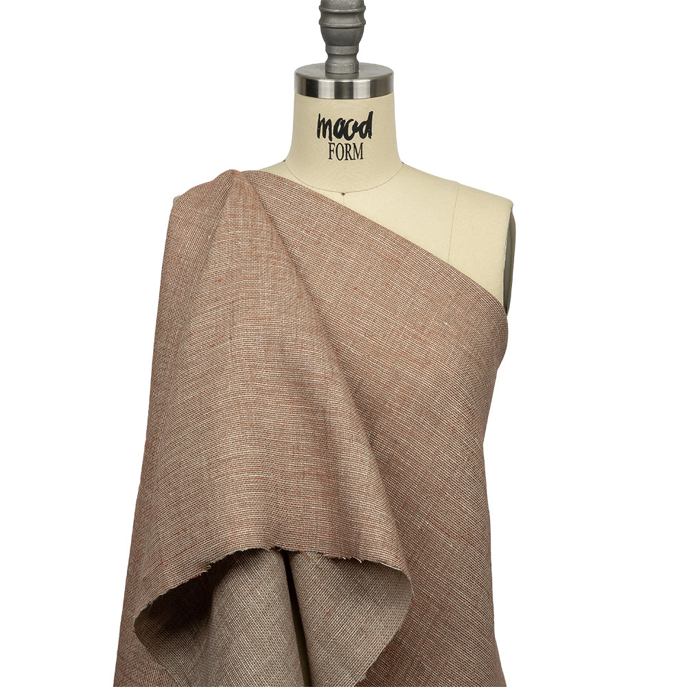 Cinnamon and Beige Tweedy Linen Woven Drape