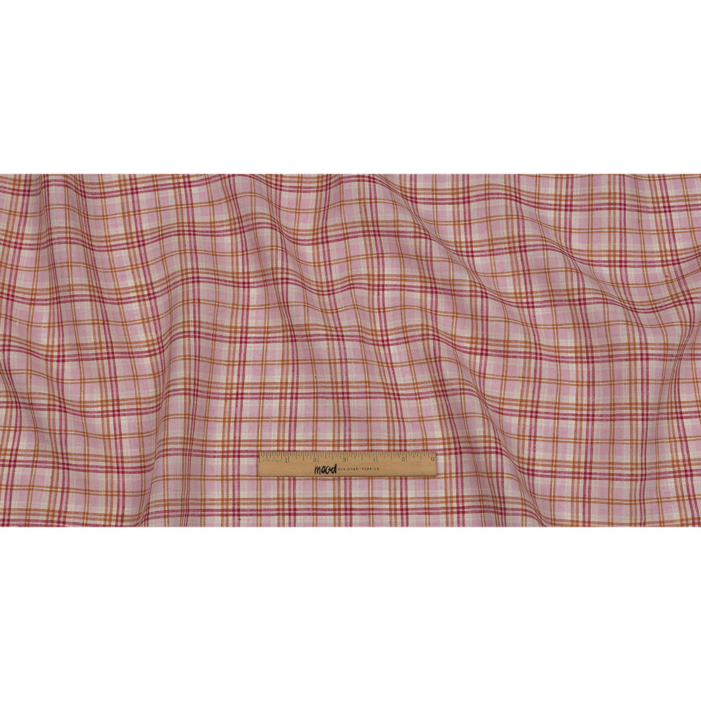 Pink, Orange and Cream Plaid Lightweight Linen Woven - Full
