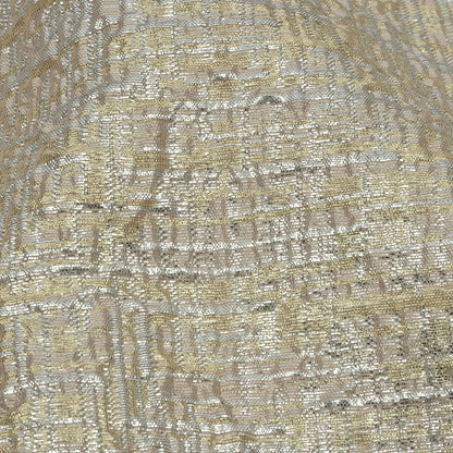 Metallic Silver, Harvest Gold and Beige Crosshatched Lines Luxury Brocade Detail
