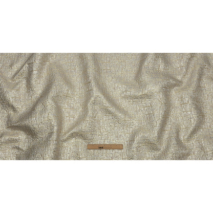 Metallic Silver, Harvest Gold and Beige Crosshatched Lines Luxury Brocade Full