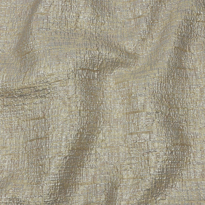Metallic Silver, Harvest Gold and Beige Crosshatched Lines Luxury Brocade