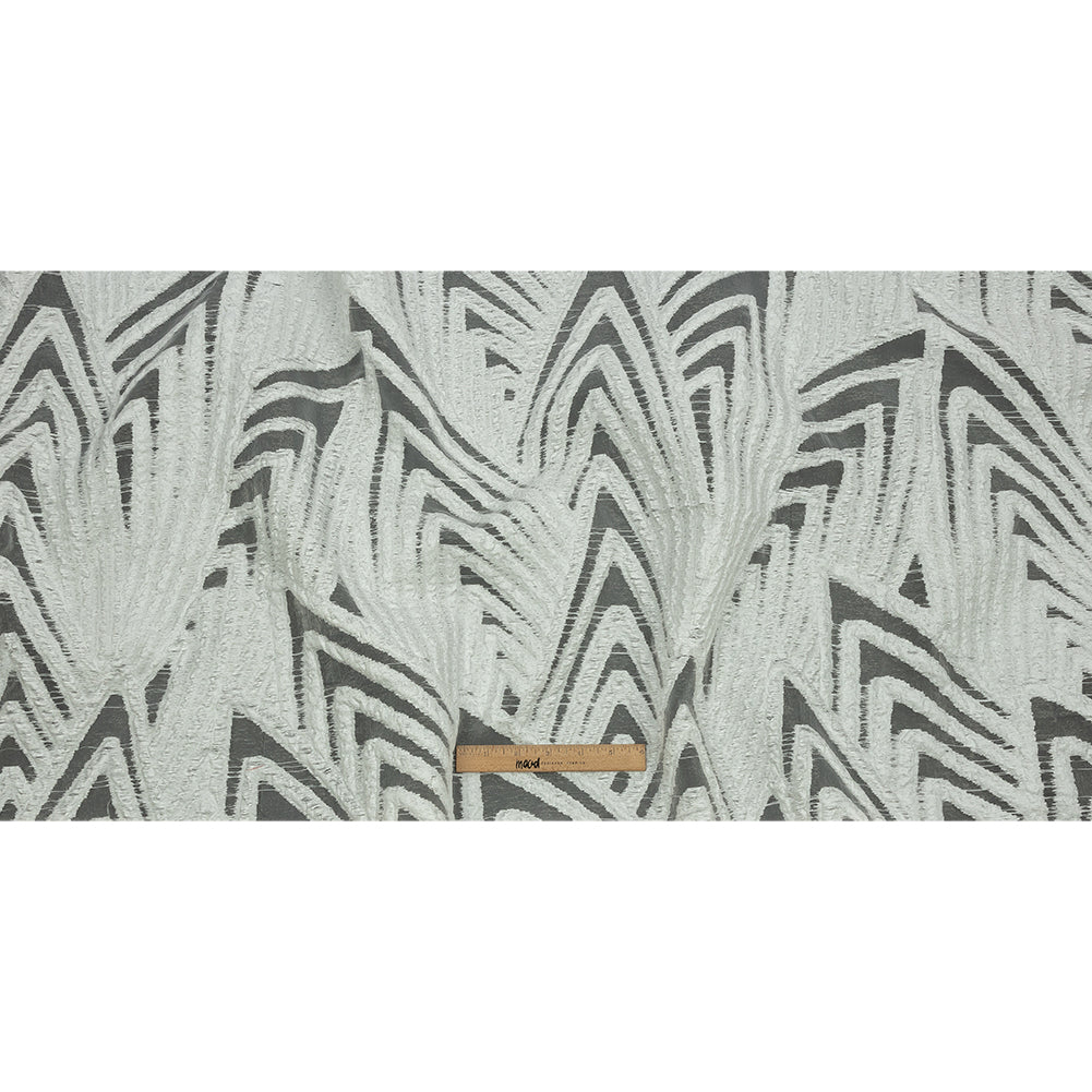 Metallic White Overlapped Nested Triangles Luxury Burnout Brocade - Full