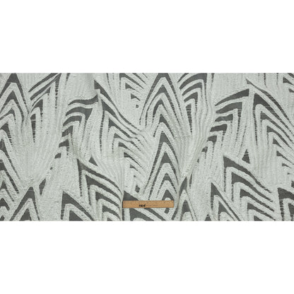 Metallic White Overlapped Nested Triangles Luxury Burnout Brocade