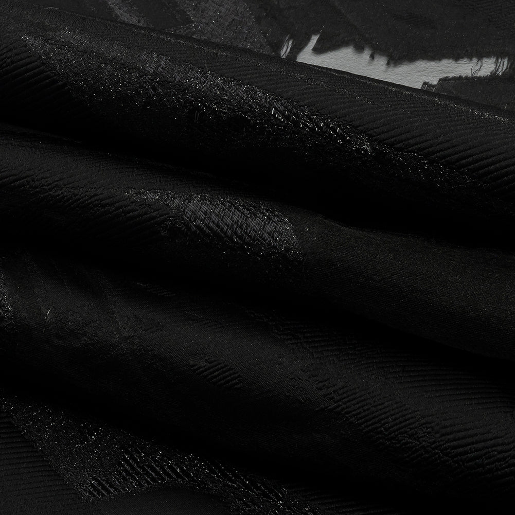 Metallic Black Painterly Geometrics Luxury Burnout Brocade - Folded