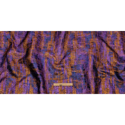 Metallic Blue, Purple and Orange Distressed Plaid Luxury Brocade