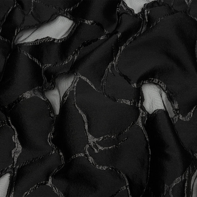Metallic Black Abstract Luxury Burnout Brocade