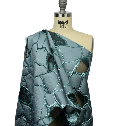 Metallic Light Blue Abstract Luxury Burnout Brocade