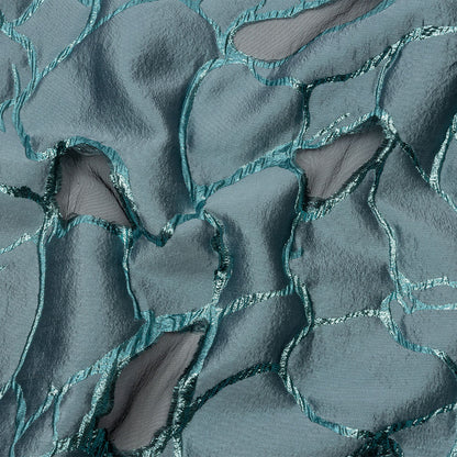 Metallic Light Blue Abstract Luxury Burnout Brocade
