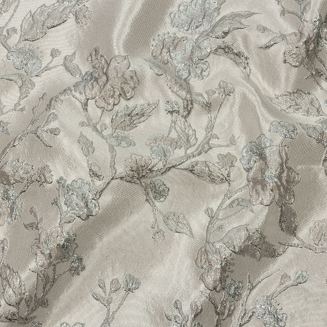 Metallic Palest Pink and Silver Flowering Vines Luxury Brocade