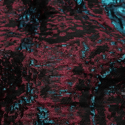 Metallic Electric Blue and Jam Red Luxury Burnout Brocade