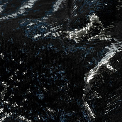Metallic Silver and Black Abstract Luxury Burnout Brocade