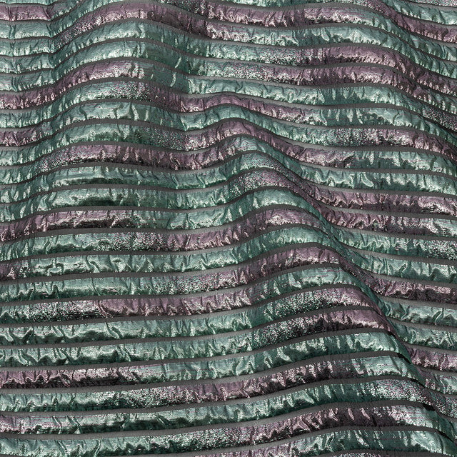 Metallic Turquoise Blue and Rouge Pink Luxury Striped Burnout Brocade