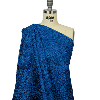 Astrolabe Metallic Royal Blue Crinkled Luxury Brocade with Black Backing
