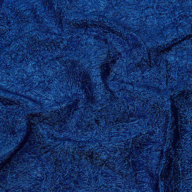 Astrolabe Metallic Royal Blue Crinkled Luxury Brocade with Black Backing