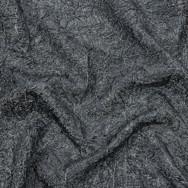 Astrolabe Metallic Dark Silver Crinkled Luxury Brocade with Black Backing